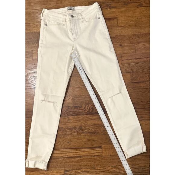 Abercrombie & Fitch Jeans Womens Cream 27/4R Harper Super Skinny Distressed - Picture 9 of 12